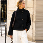 Women's Cropped High-Neck Button-Front Jacket