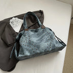 Women's Rivet PU Leather Large Capacity Shoulder Bag – Punk Style Tote Handbag