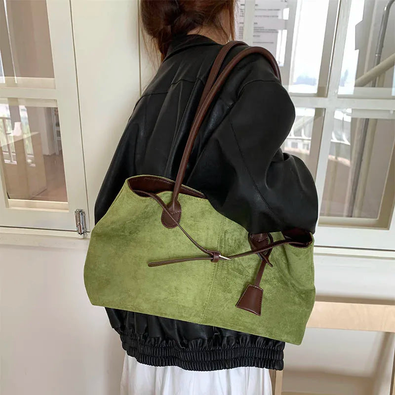 Women's Retro PU Leather Underarm Tote Bag – Casual Shoulder Handbag