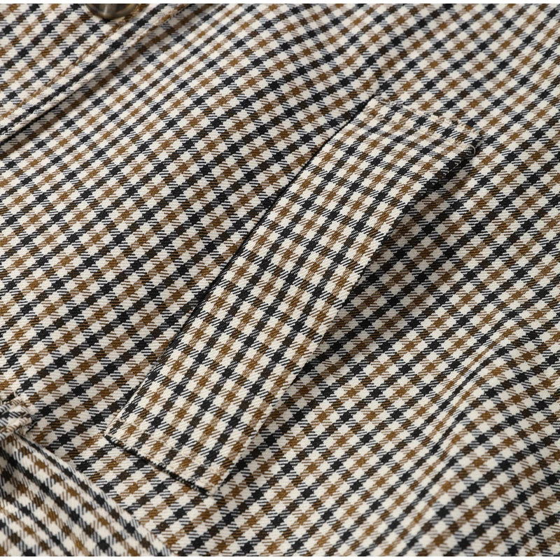Women's Jacket Polyester Plaid Loose Stand Collar Full-Zip Full-Sleeve Casual Autumn Outerwear