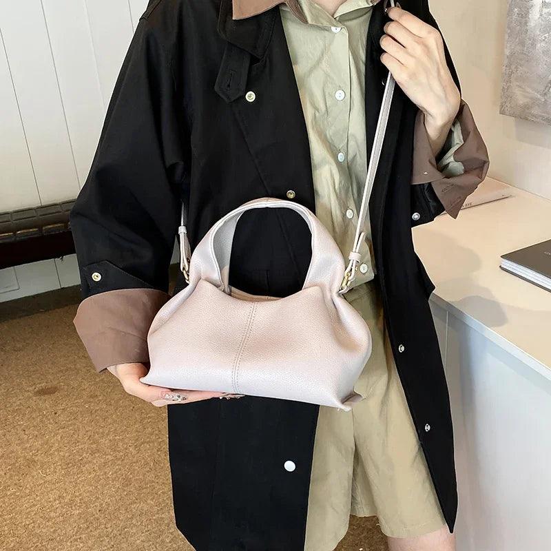 Small Tote Bags Women Soft Leather Short Handle Zipper Crossbody Bags