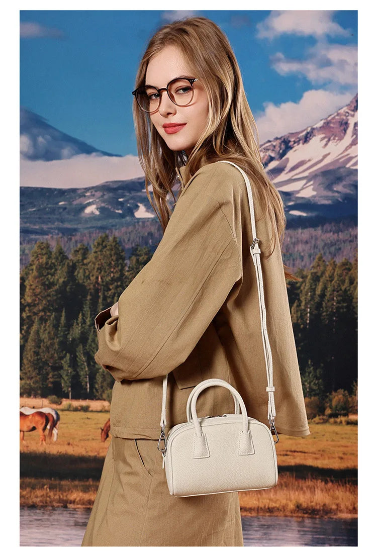 Women's Genuine Cowhide Leather Satchel – Pillow Crossbody Shoulder Bag