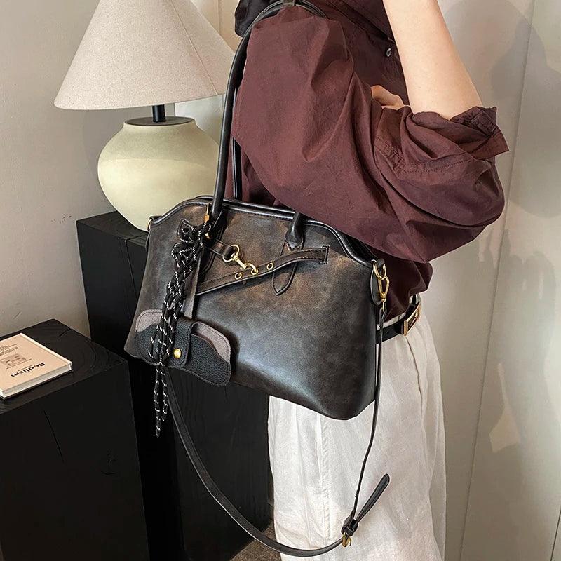 Leather Tote Bags Large Women Zipper Handbags with Phone Purse and Accessory Bag