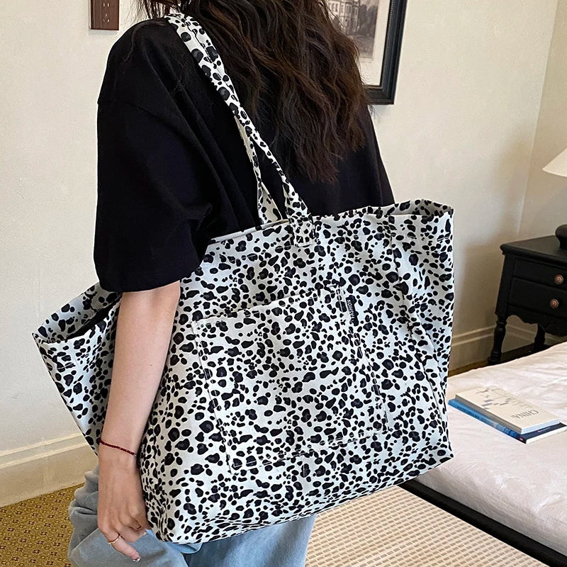 Women's Large Capacity Canvas Tote Bag – Retro Casual Shopper Shoulder Bag