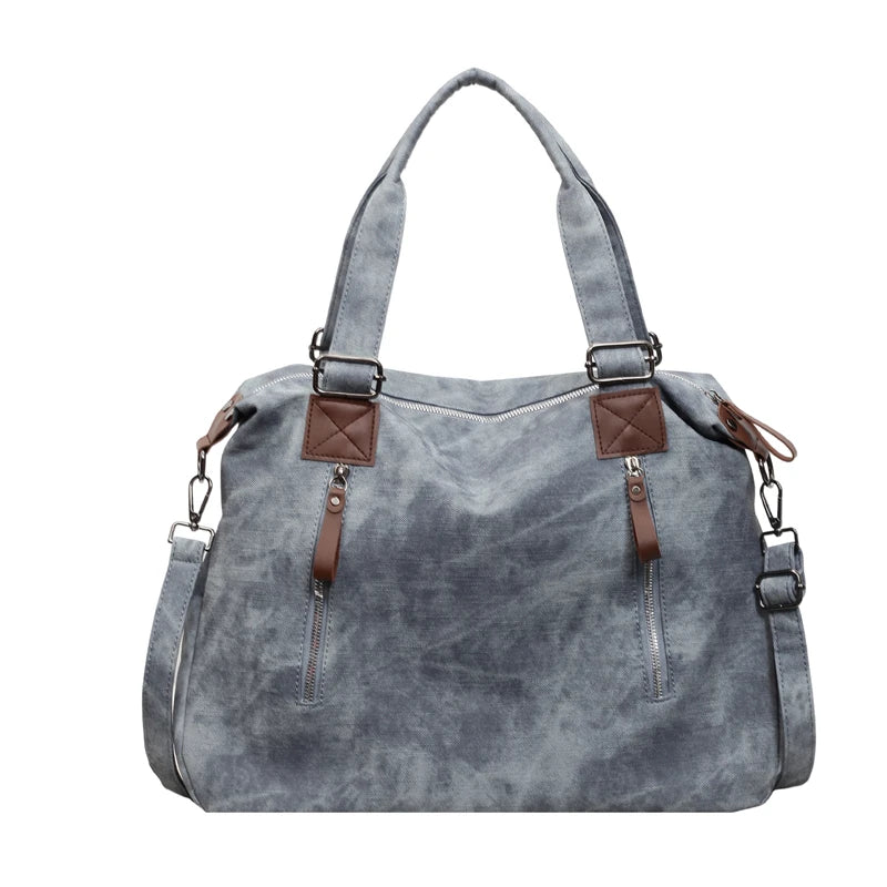Women's Faux Leather Shoulder Bag with Zipper Closure