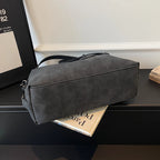 Women's Boston-Style PU Leather Shoulder Bag with Zipper