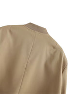 Women Fashion Solid Bomber Jackets Coat With Pockets V-Neck Single Breasted Long Sleeves