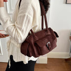 Women's Shoulder Bag Vintage Faux-Suede Baguette Zipper Underarm Bag with Phone Pocket