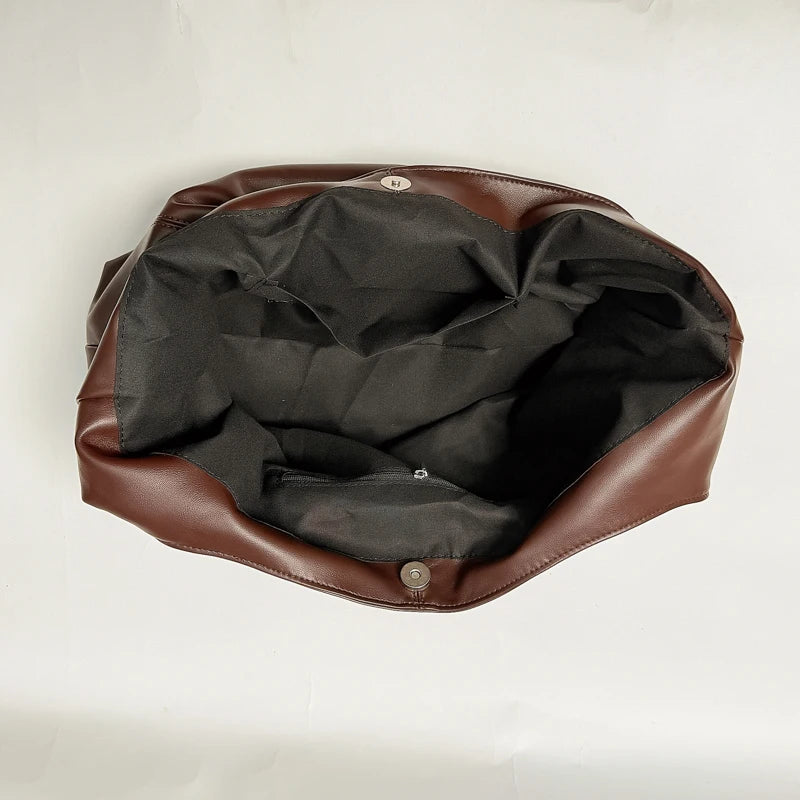 Women's Soft PU Leather Hobo Tote Bag – Hasp Closure, Water-Resistant, 37×25×11 cm