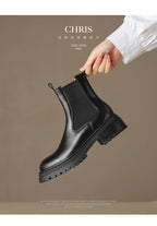 Arden Furtado Women's Calfskin Leather Chelsea Ankle Boots – Round Toe Square Heel