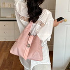 Women's Soft Faux Suede Hobo Tote Bag – Large Capacity, Retro Vintage