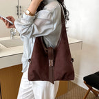 Women's Soft Faux Suede Hobo Tote Bag – Large Capacity, Retro Vintage