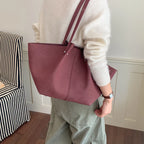 Women's Tote Bag Vintage Large-Capacity Soft PU Leather Hasp Shoulder Bag with Phone Pocket