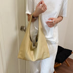 Women's Soft PU Leather Hobo Tote Bag – Hasp Closure, Water-Resistant, 37×25×11 cm