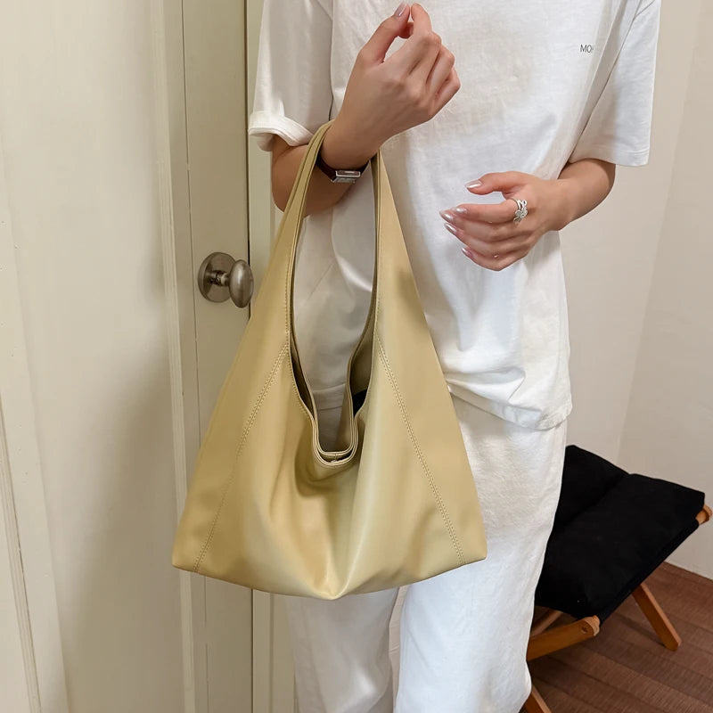 Women's Soft PU Leather Hobo Tote Bag – Hasp Closure, Water-Resistant, 37×25×11 cm
