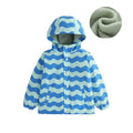 Boys' Jacket Polyester Striped Wave Design Heavyweight Fleece Full-Zip Sporty Winter Outerwear