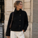 Women's Cropped High-Neck Button-Front Jacket