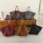 Women's Tote Bag Vintage Large-Capacity Soft PU Leather Hasp Shoulder Bag with Phone Pocket