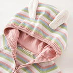 Dave & Bella Girls' Striped Hooded Knit Jacket – Cotton Zip-Up Cardigan for Kids