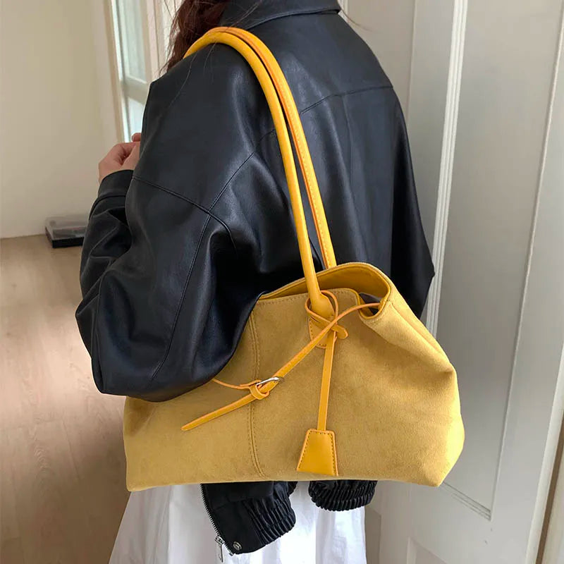 Women's Retro PU Leather Underarm Tote Bag – Casual Shoulder Handbag