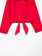 Women Trendy Red Turtleneck Jacket High Street 2026 Spring Fashion Elegant Belt Short Coat Female Chic Outwear
