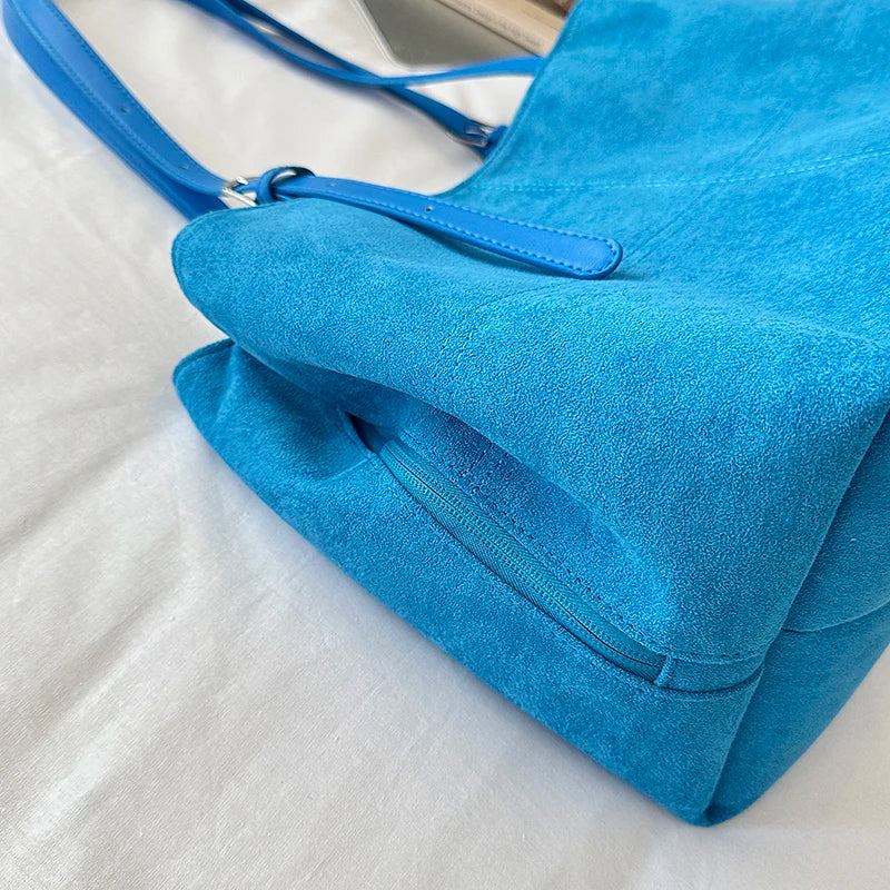 Women's Tote Bag Vintage Soft Faux-Suede Zipper Shoulder Bag with Phone Pocket