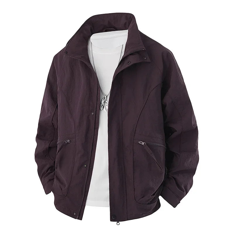 Men's Slim-Fit Zip-Up Baseball Collar Jacket