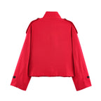 Women’s Stand Collar Single-Breasted Trench Jacket