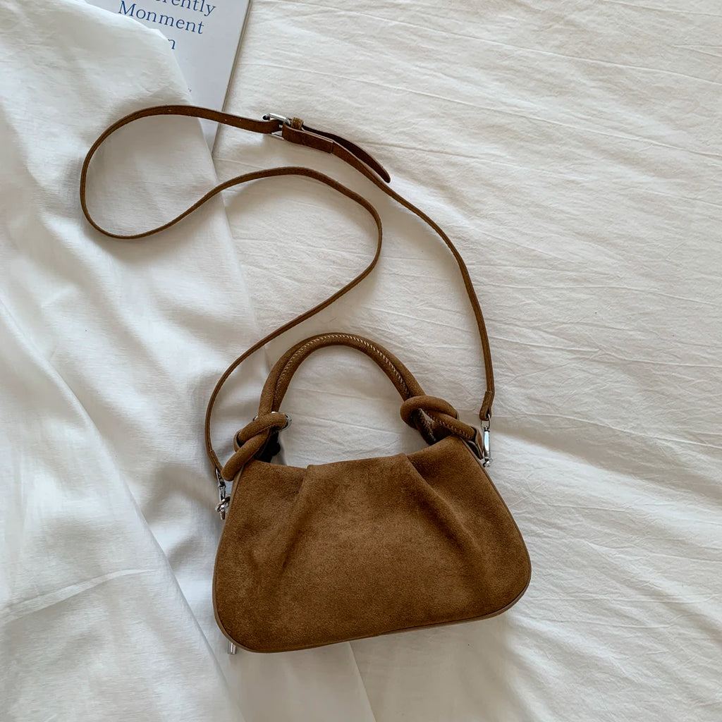 Women's Faux Suede Leather Crossbody Bag with Short Handle
