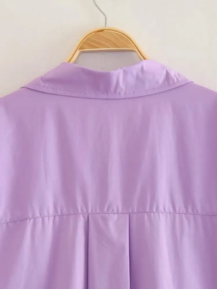 Camicia Oversize Donna con Bottoni - Top Casual Estivo a Maniche Lunghe