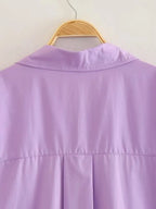 Camicia Oversize Donna con Bottoni - Top Casual Estivo a Maniche Lunghe