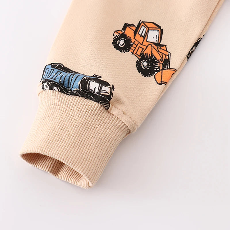 Boys' Sweatshirt Cotton Cartoon Excavator Print Pullover Full-Sleeve Autumn Kids Top