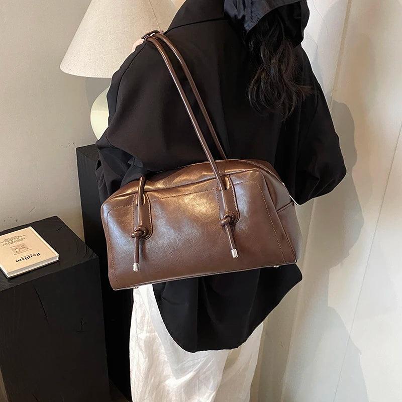 Leather Tote Bags Women Large Zipper Soft Casual Solid Shoulder Bags Purses