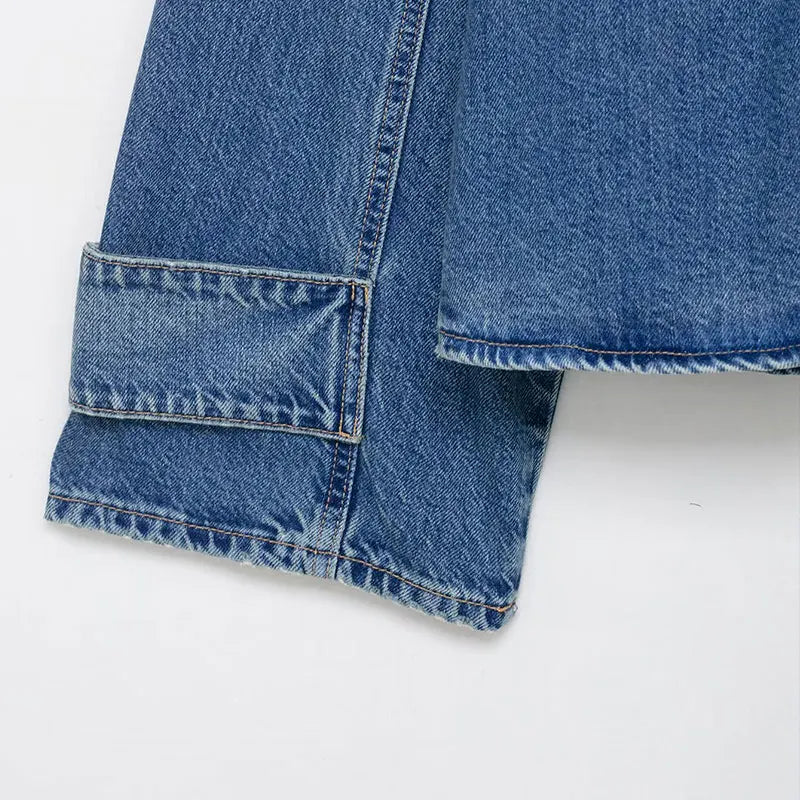 Women's Street Fashion Denim Jackets Long Sleeves High Neck New Casual Denim Coats ﻿