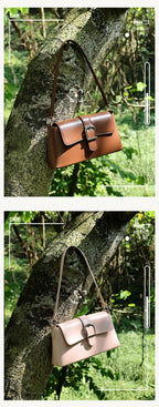 Women's Genuine Leather Baguette Shoulder Bag – Vintage Cowhide Crossbody