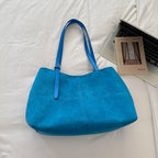 Women's Tote Bag Vintage Soft Faux-Suede Zipper Shoulder Bag with Phone Pocket