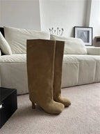 Women's Faux Suede Square Toe Knee-High Boots