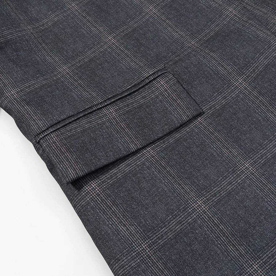 Women's Plaid Stand-Collar Single-Button Blazer Fashion High Street Outwear