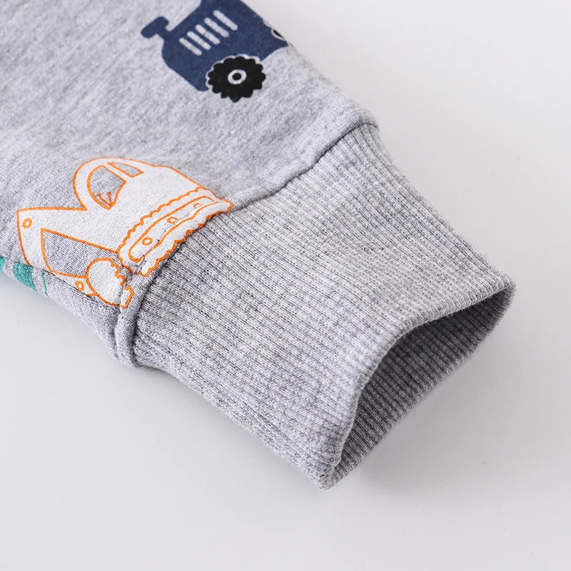 Boys' Sweatshirt Cotton Cartoon Vehicle Print Pullover Full-Sleeve Autumn Kids Top