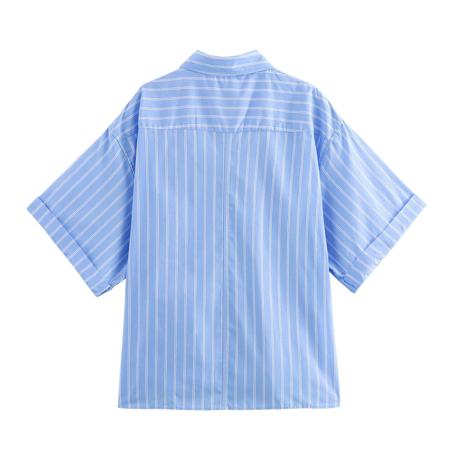 Pocket Poplin Shirt Collared Short Sleeve Front Button Tops S13fde4b41cb341c48e5599f36c8519e5N STYLEINGER