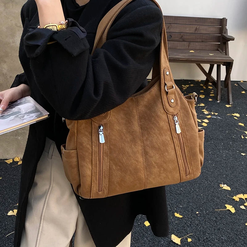 Women's Soft Faux Leather Hobo Shoulder Bag