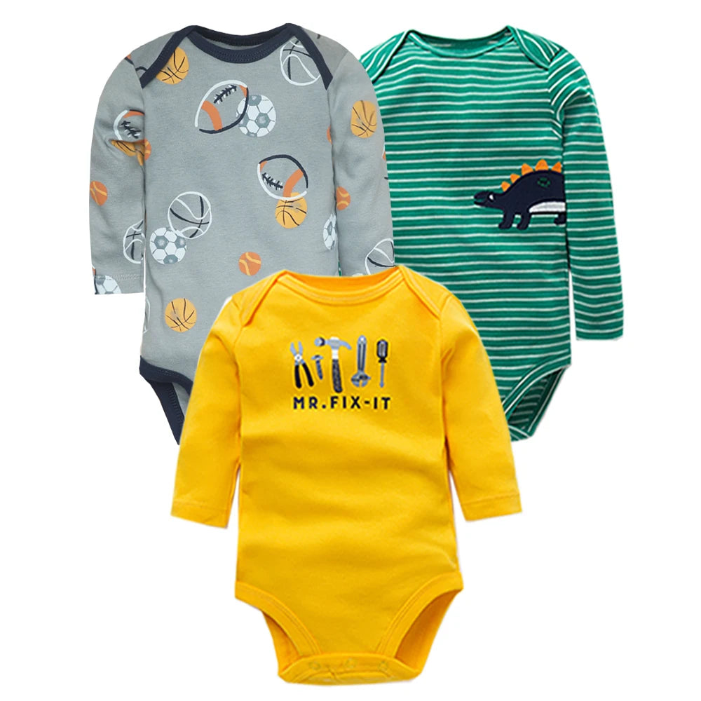 Long Sleeve Baby Bodysuits 100% Cotton Unisex Infant Jumpsuit