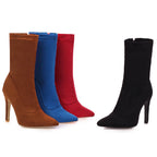 Women’s High Heel Sock Ankle Boots – Pointed Toe, Plus Size
