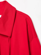 Women Trendy Red Turtleneck Jacket High Street 2026 Spring Fashion Elegant Belt Short Coat Female Chic Outwear