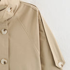 Khaki Belted Short Trench Coat for Women