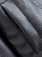 Women's Jacket Pebble Faux Leather Full-Sleeve Moto-Style Zipper Casual Coat