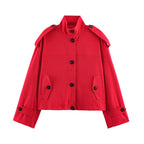 Women’s Stand Collar Single-Breasted Trench Jacket