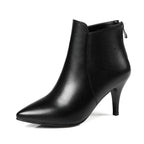 Arden Furtado Women's Genuine Leather Ankle Boots – Pointed Toe Chunky Heels