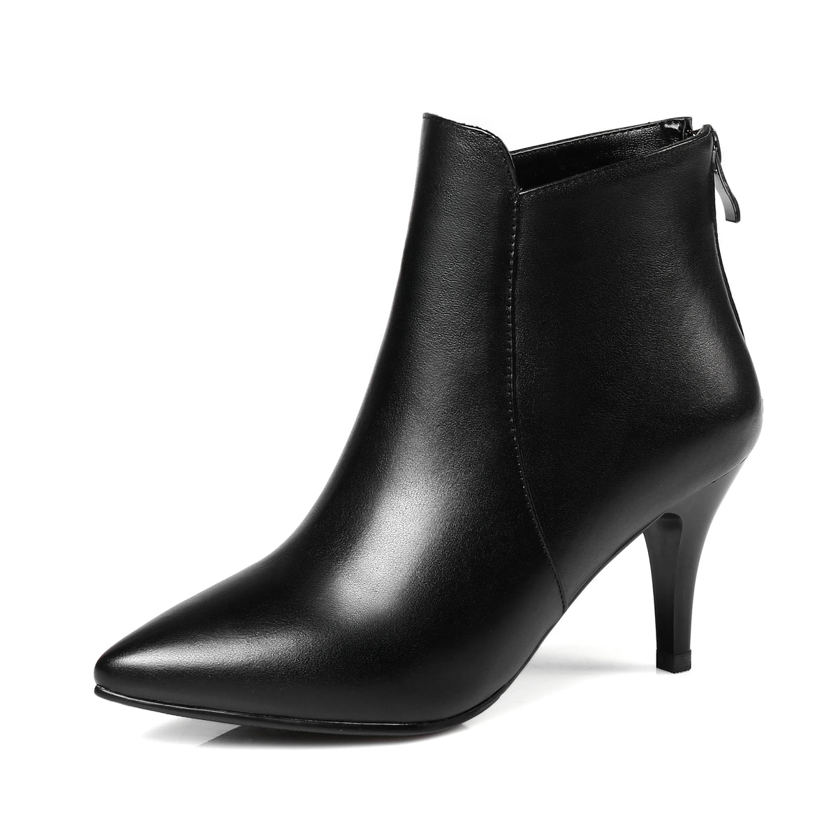 Arden Furtado Women's Genuine Leather Ankle Boots – Pointed Toe Chunky Heels