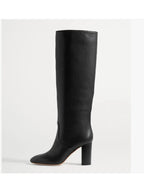Arden Furtado Women's Genuine Leather Knee-High Riding Boots – Round Toe Square Heel